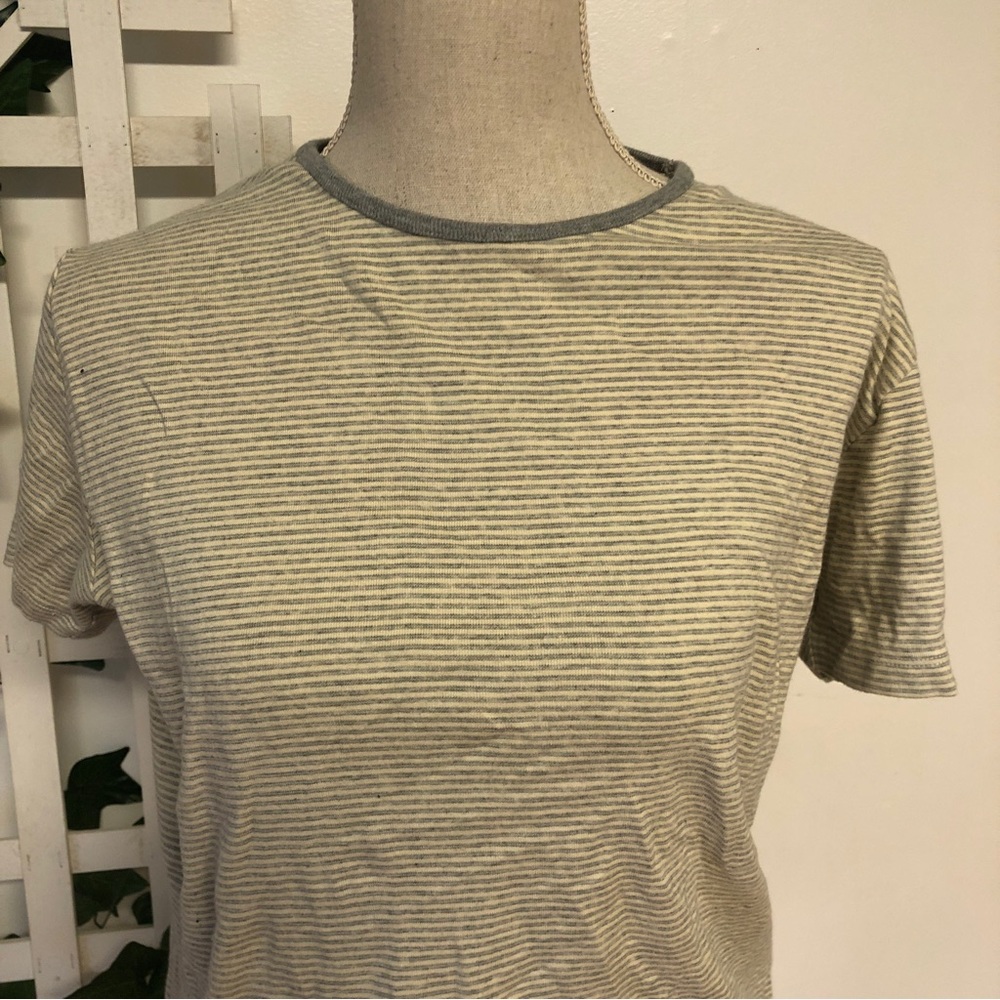 Classic Jockey 70s Style Striped Tee Grey and Cream Sz XL